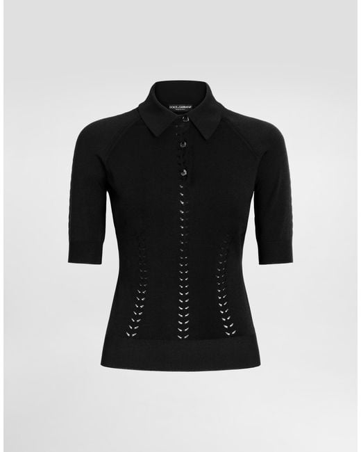 Dolce & Gabbana Black Viscose Polo-Shirt