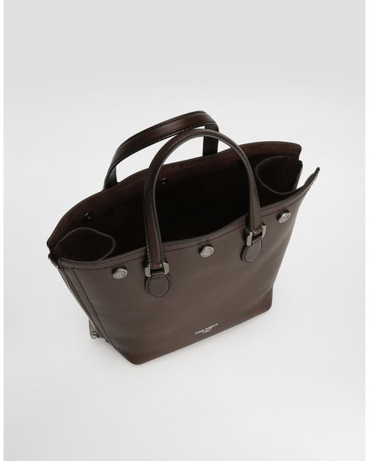 Dolce & Gabbana White Atene Tempesta Calfskin Shopping Bag for men