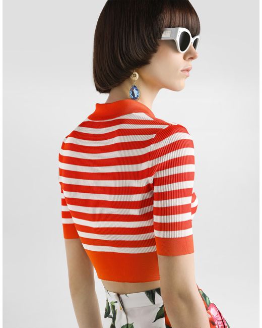 Polo A Righe di Dolce & Gabbana in Red