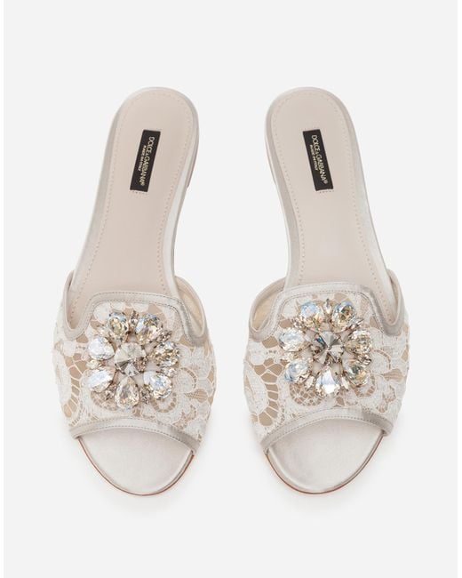 Dolce & Gabbana White Bianca Rainbow Lace Sandal