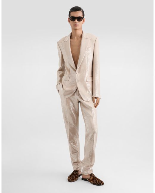 Dolce & Gabbana White Sequin Trousers for men
