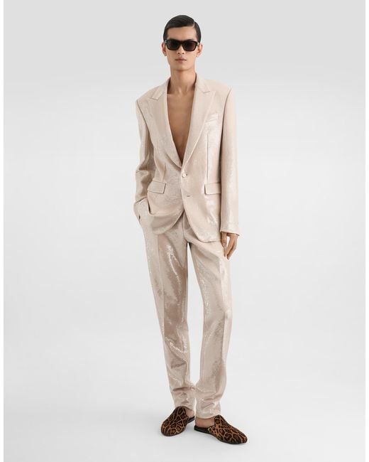 Single-Breasted Sicilia Light Jacket With Sequins Dolce & Gabbana de hombre de color Natural