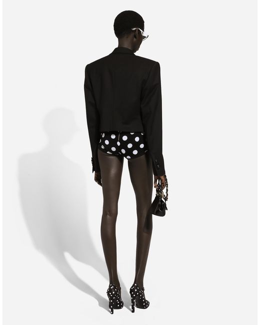 Dolce & Gabbana Black Cropped Double-Breasted Wool Tuxedo Jacket