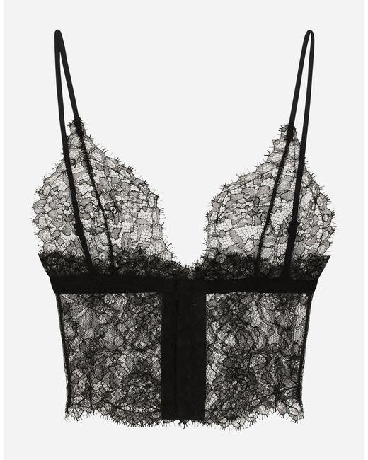 Dolce & Gabbana Black Triangle Lace Bralette