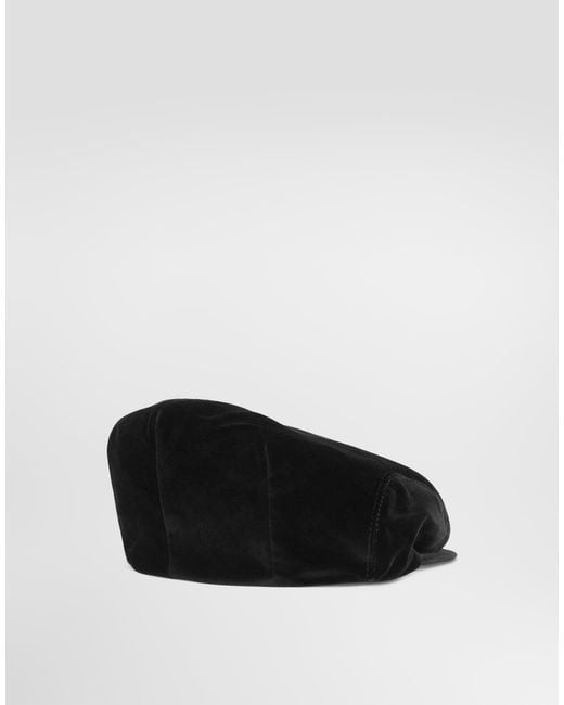 Dolce & Gabbana Black Velvet Flat Cap