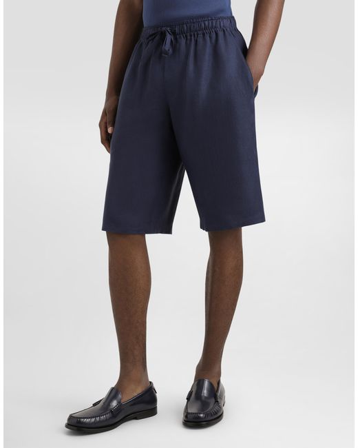 Dolce & Gabbana Blue Luxury Linen Shorts For for men
