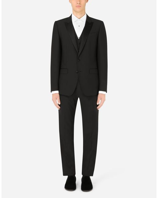 Dolce & Gabbana Black 3-Piece Wool Suit for men