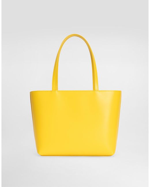 Dolce & Gabbana Yellow Kleiner Shopper Dg Logo Bag Aus Kalbsleder