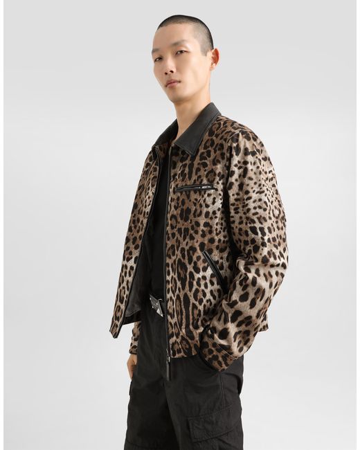 Dolce & Gabbana Multicolor Cotton Leopard- Jacket With Tag for men