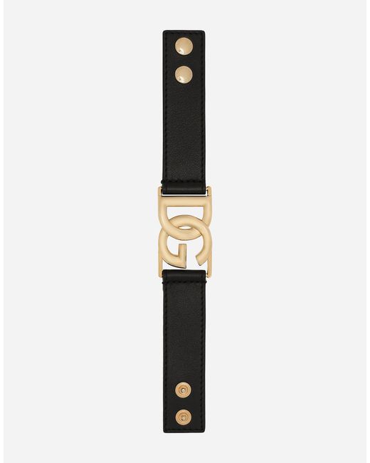 Dolce & Gabbana Metallic Calfskin Bracelet With Dg Logo for men