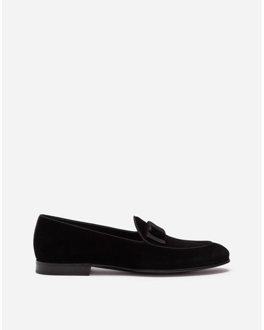 Hombre Zapatos de Zapatos sin cordones de Zapatillas de casa Slippers De Ante Con Bordado Dolce & Gabbana de Ante de color Negro para hombre 