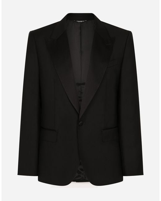 メンズ Dolce & Gabbana Single-Breasted Flannel Taormina-Fit Jacket Black