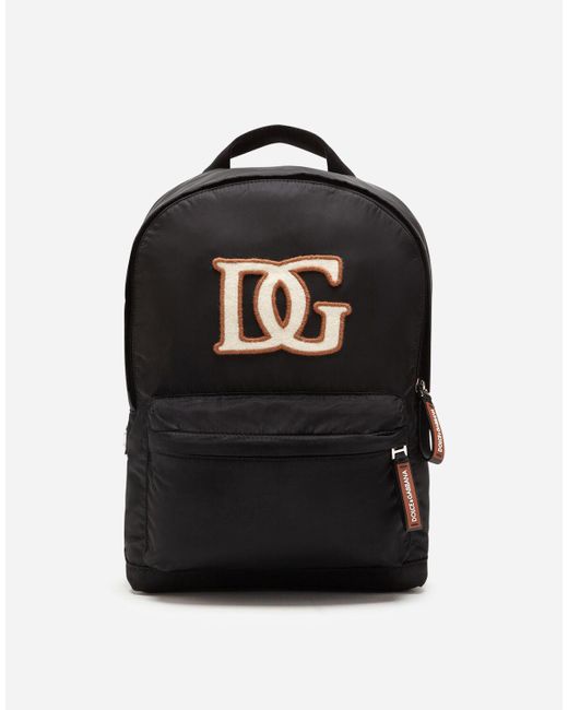 Dolce & Gabbana Black Nylon Backpack With Dg Patch for men