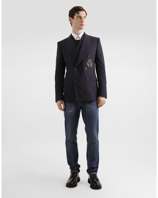 Dolce & Gabbana Zweireihige Jacke Sicilia Aus Wolle in Blue für Herren