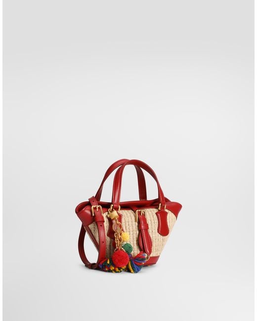Dolce & Gabbana Red Raffia Coffa Capri Bag