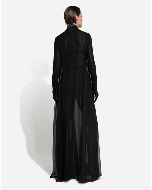 Dolce & Gabbana Black Silk Chiffon Duster Coat