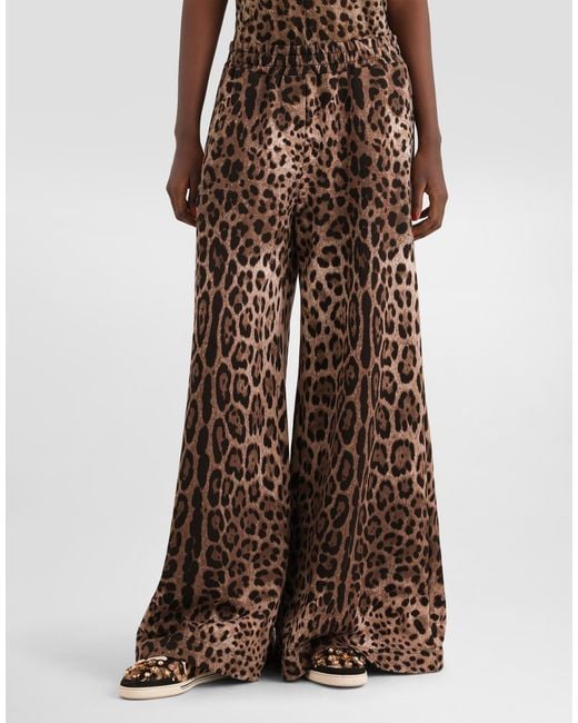 Dolce & Gabbana Brown Leo- Fleece Trousers�
