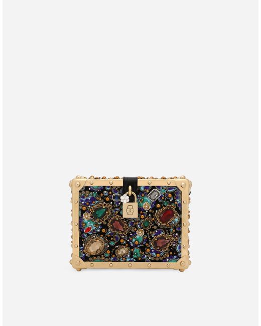 Dolce & Gabbana Multicolor Jacquard Dolce Box Bag With Embroidery