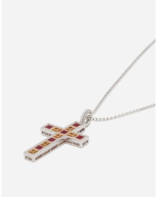 Dolce & Gabbana White 381 Pendente Croce R for men