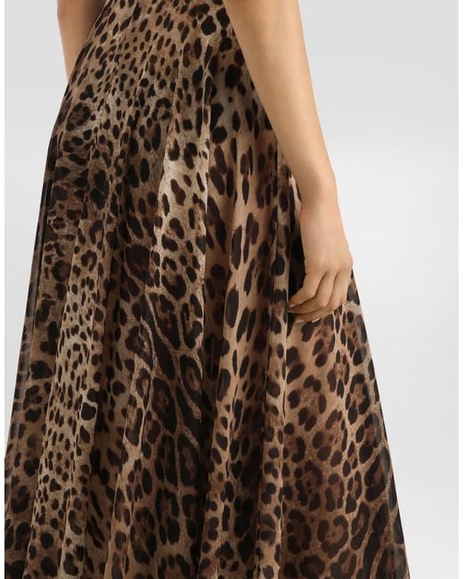 Dolce & Gabbana Natural Leopard- Chiffon Circle Skirt