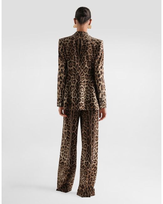 Dolce & Gabbana Natural Leo- Wool Trousers