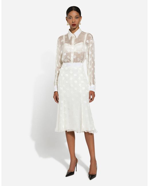 Dolce & Gabbana シャツ デヴォレシルク Dgロゴ White