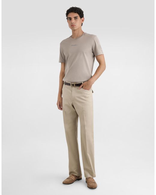 Dolce & Gabbana Natural Cotton Gabardine Cargo Trousers for men