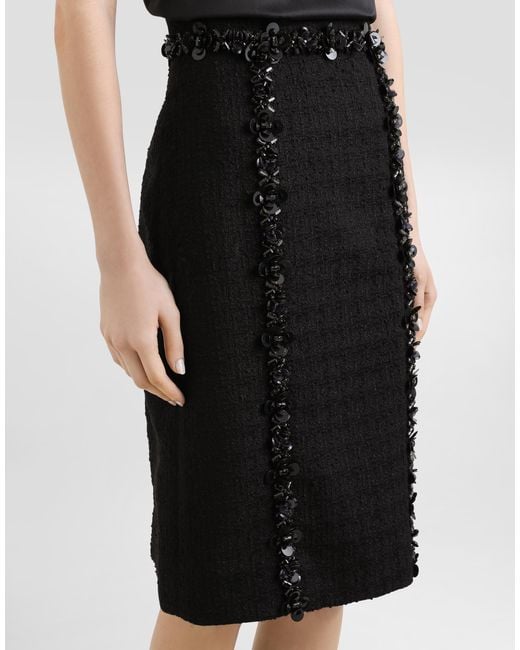Dolce & Gabbana Black Stretch Mat Sheath Skirt