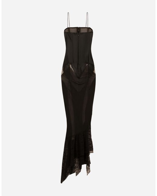 Dolce & Gabbana Black Strapless Lace Patchwork Dress