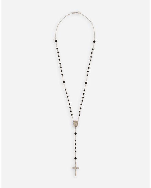Collana rosario con pietre naturali di Dolce & Gabbana in White da Uomo