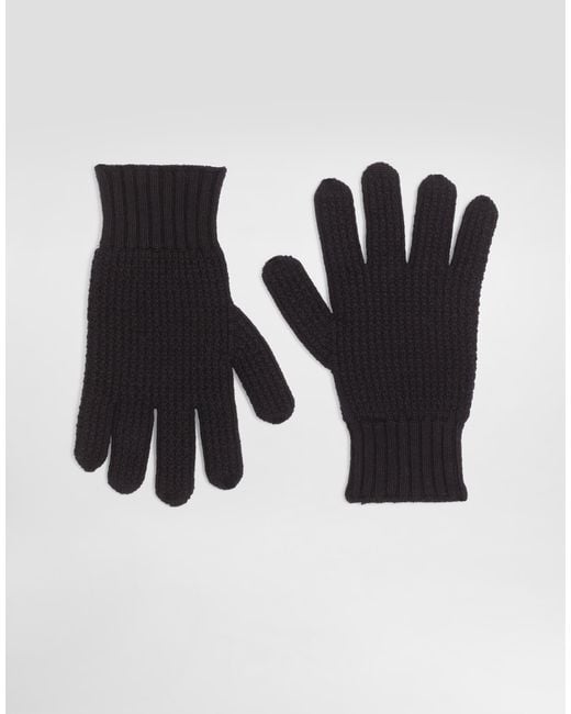 Dolce & Gabbana Black Knitted Virgin Wool Gloves for men