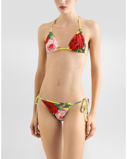 Dolce & Gabbana White Nylon Triangle Beachwear Bikini Top Swimwear
