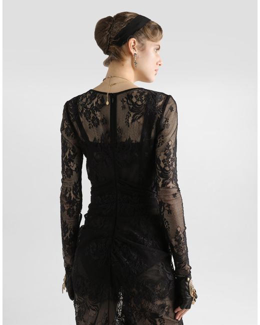 Dolce & Gabbana Black Floral Lace Dress