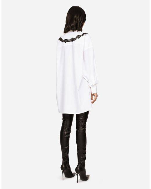 Dolce & Gabbana シャツ オーバーフィット ポプリン レースインサート White