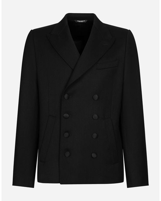 Chaqueta De Botonadura Doble De Raso Bordado Dolce & Gabbana de hombre de color Black