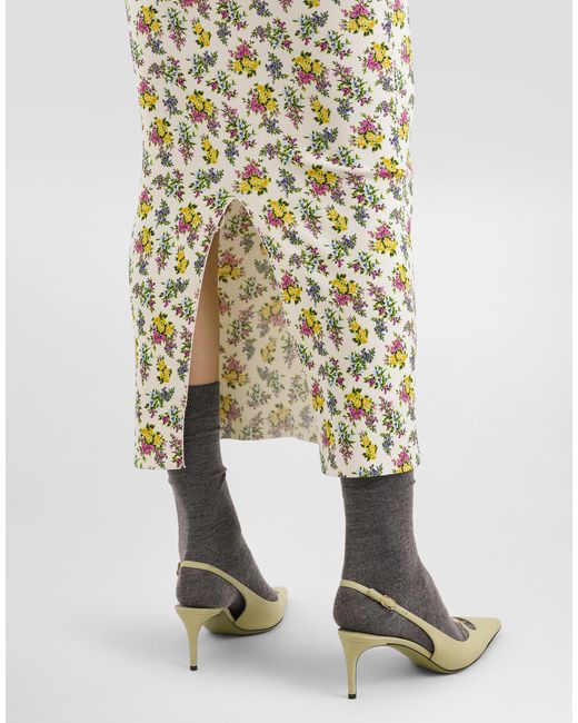 Dolce & Gabbana Metallic Small Floral-Print Skirt