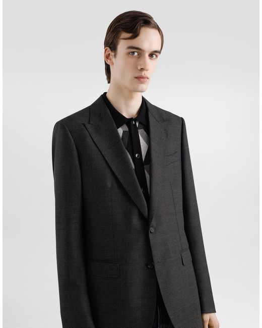 Dolce & Gabbana Gray Single-Breasted Taormina Wool Jacket for men