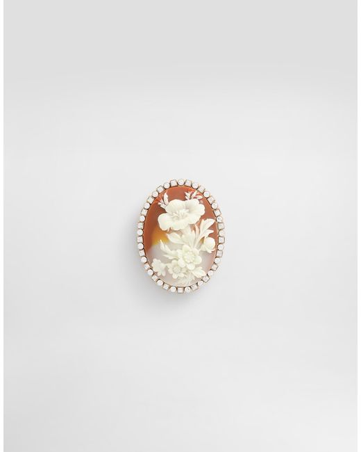 Dolce & Gabbana White Oval Cameo Brooch for men