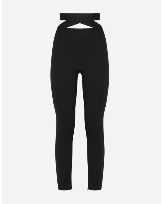 Dolce & Gabbana Black Viscose Pants With Strap Detail