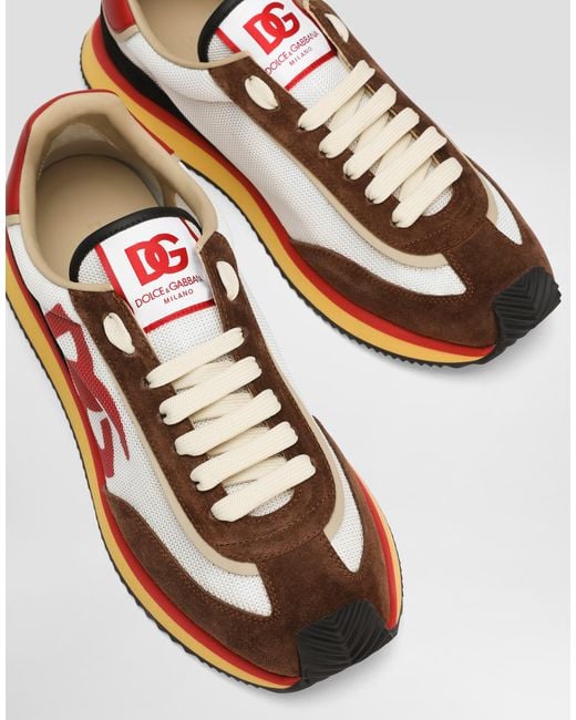 Dolce & Gabbana Multicolor Mesh And Suede Dg Cushion Sneakers for men