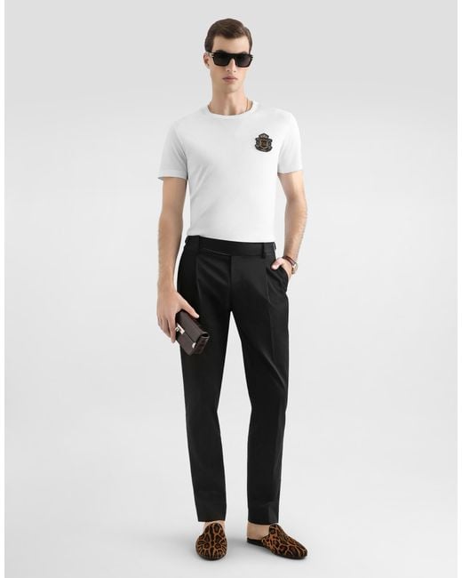 Dolce & Gabbana White T-Shirt With Heraldic Patch for men