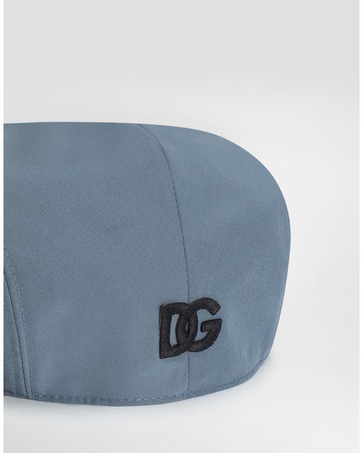 Dolce & Gabbana Blue Wool Poplin Flat Cap for men