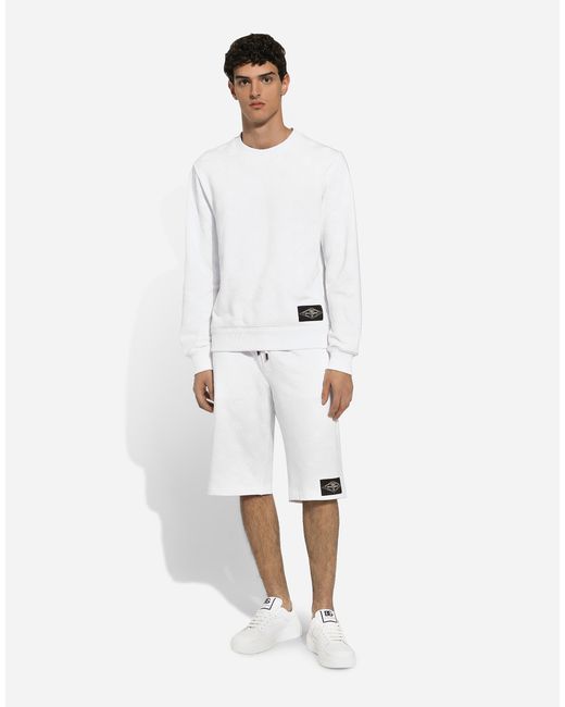 メンズ Dolce & Gabbana Jersey Sweatshirt With Dg Logo Patch White