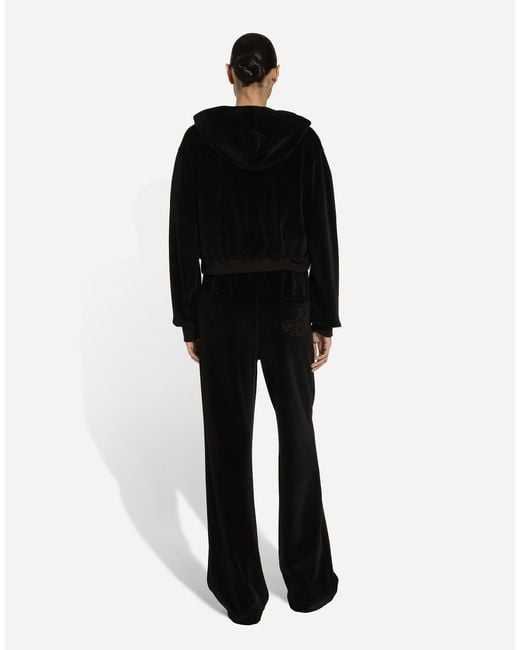 Dolce & Gabbana Black Chenille Cotton Hoodie