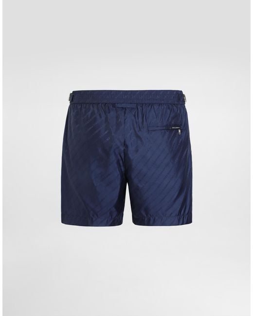 Dolce & Gabbana Blue Jacquard Logo Swim Boxers for men