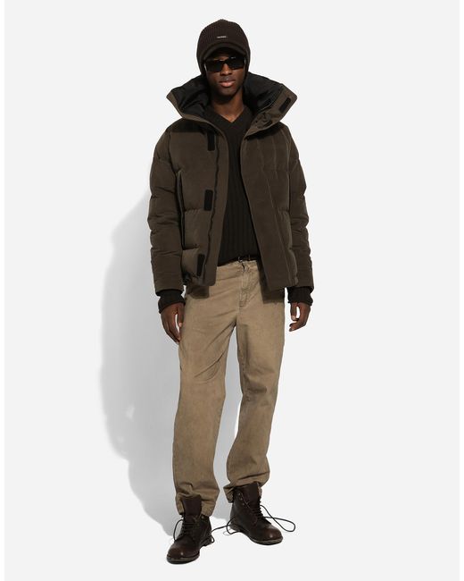メンズ Dolce & Gabbana Padded Canvas Jacket With High Neck Green
