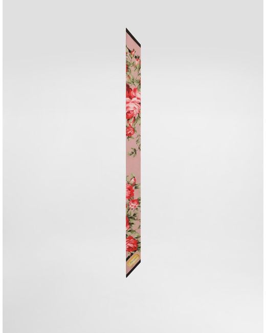 Dolce & Gabbana White Rose Bouquet-Print Silk Twill Bandeau 6X100