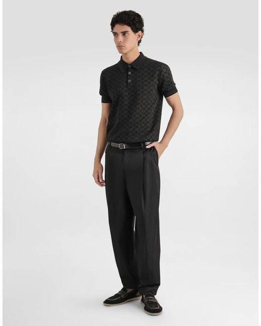 Dolce & Gabbana Black Micro-Dot Stitch Polo Shirt for men