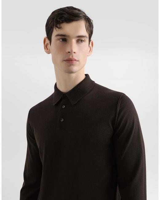 Dolce & Gabbana Black Fine-Gauge Cashmere Polo Shirt for men