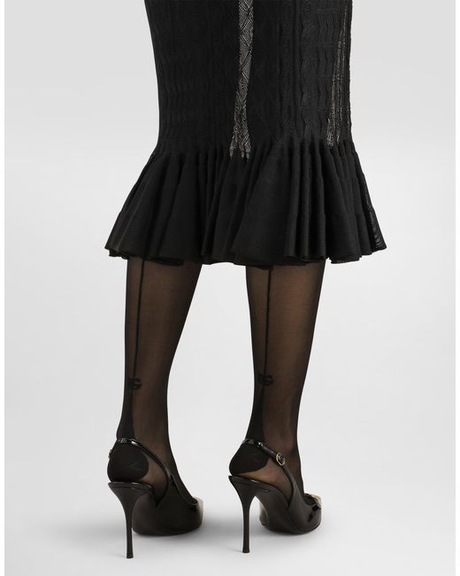 Dolce & Gabbana Black Lace-Stitch Knit Skirt